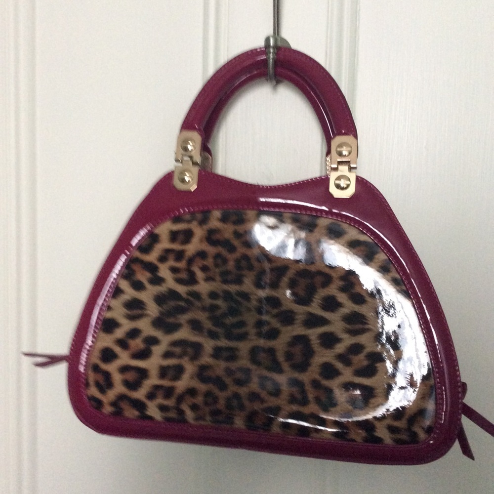 Animal print and Raspberry Patent Bag